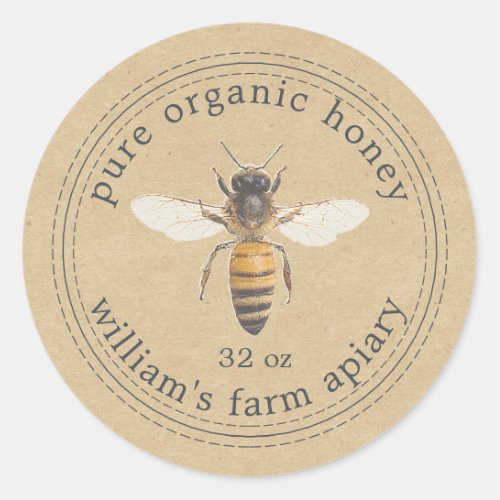 Honey Jar Label Honey Bee Apiary Kraft Paper