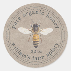 Honey Jar Label Honey Bee Apiary Kraft Paper
