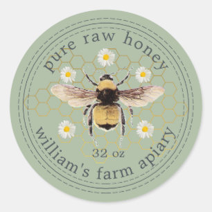 Honey Jar Label Honey Bee Apiary Laurel Green