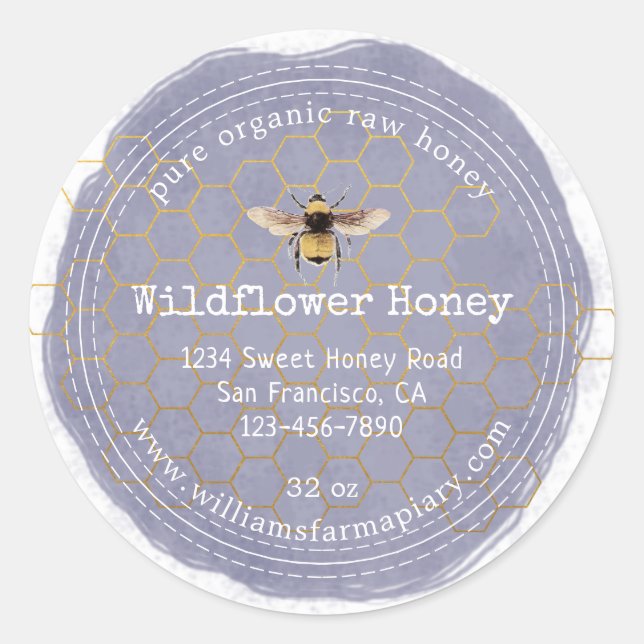 Honey Jar Label Honeybee Apiary (Front)