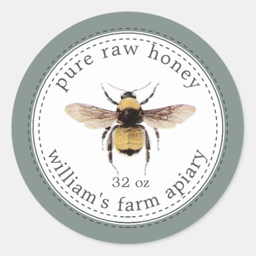 Honey Jar Label Honeybee Apiary Chinois Green