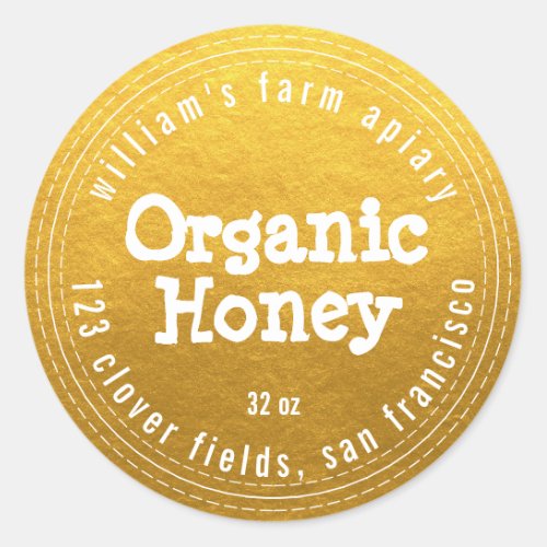 Honey Jar Label Honeybee Apiary Classic Gold