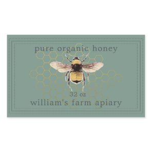 Honey Jar Label Honeybee Apiary Dusty Green