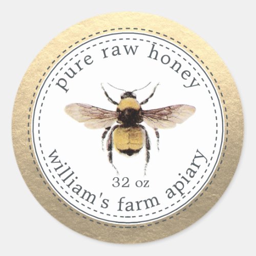 Honey Jar Label Honeybee Apiary Gold