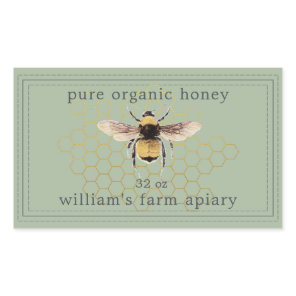 Honey Jar Label Honeybee Apiary Green