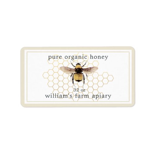 Honey Jar Label Honeybee Apiary Honeycomb Antique