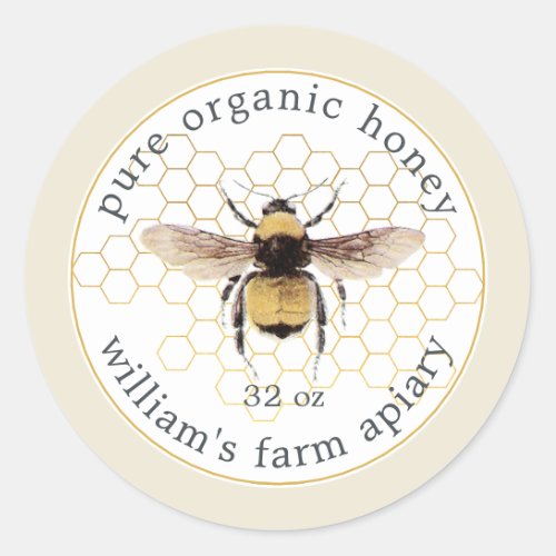 Honey Jar Label Honeybee Apiary Honeycomb White