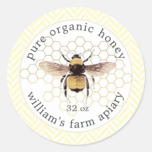 Honey Jar Label Honeybee Apiary Honeycomb Yellow