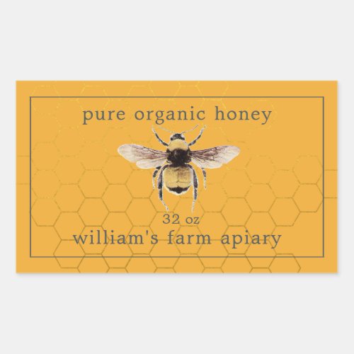 Honey Jar Label Honeybee Apiary Honeycomb Yellow