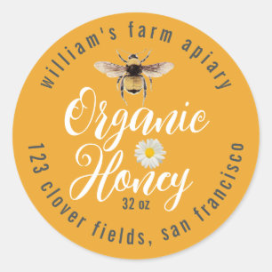 Honey Jar Label Honeybee Apiary Mellow Yellow
