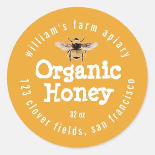 Honey Jar Label Honeybee Apiary Mellow Yellow