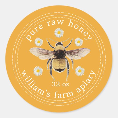 Honey Jar Label Honeybee Apiary Mellow Yellow