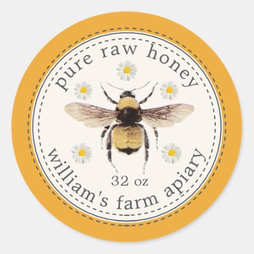 Honey Jar Label Honeybee Apiary Mellow Yellow