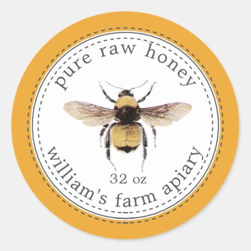 Honey Jar Label Honeybee Apiary Mellow Yellow