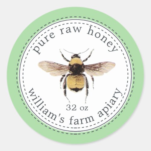 Honey Jar Label Honeybee Apiary Neo Mint Green