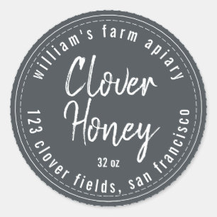 Honey Jar Label Honeybee Apiary Off-Black