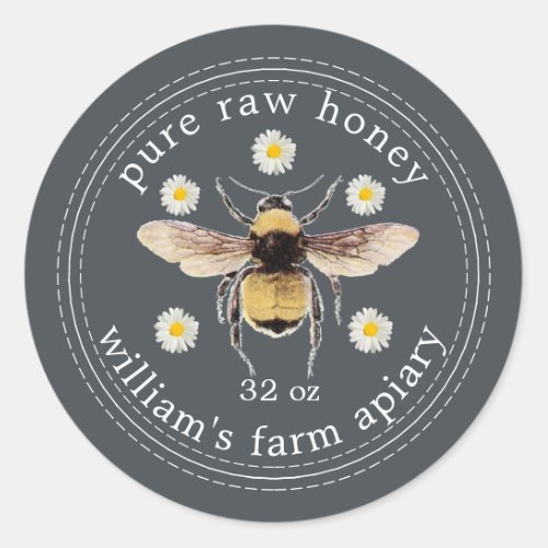 Honey Jar Label Honeybee Apiary Off_Black