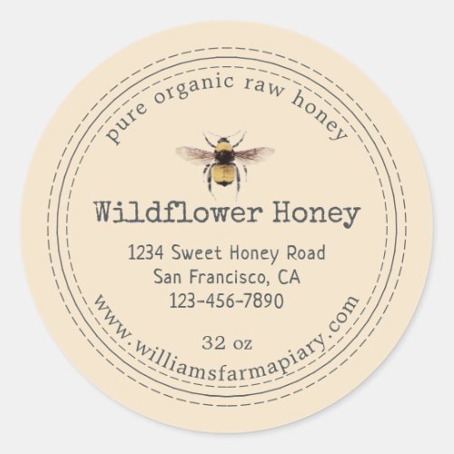 Honey Jar Label Honeybee Apiary Off_White