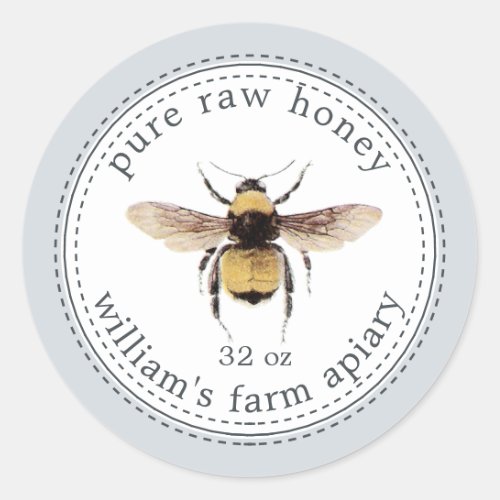 Honey Jar Label Honeybee Apiary Pastel Blue