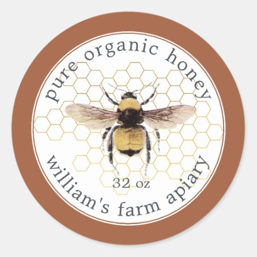 Honey Jar Label Honeybee Apiary Terracotta