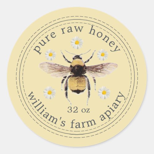 Honey Jar Label Honeybee Apiary Yellow
