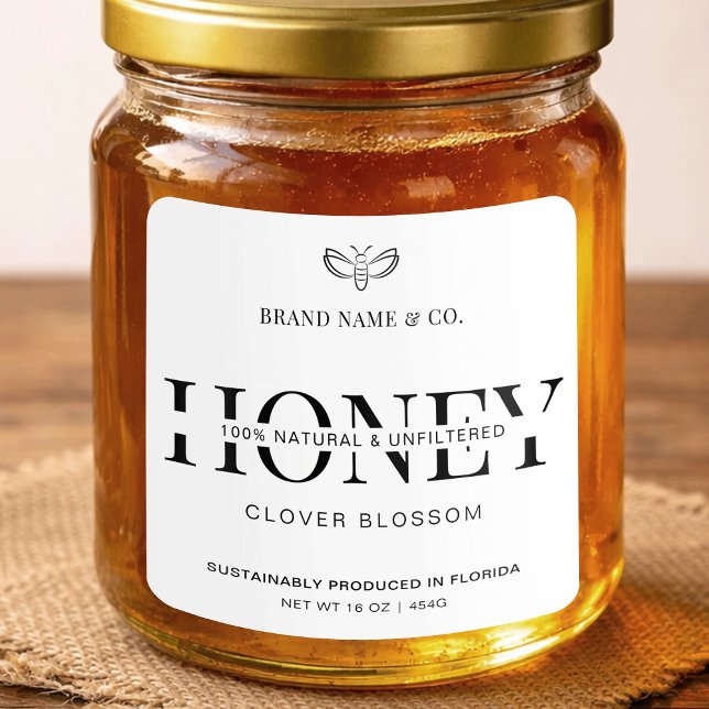 Honey Jar Label Minimalist Black & White Packaging (Creator Uploaded)