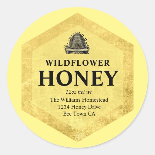 Honey Jar Label  Vintage Hive   Apiary Name