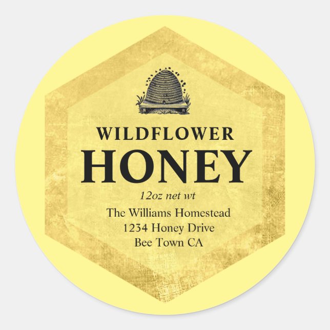 Honey Jar Label | Vintage Hive  | Apiary Name (Front)