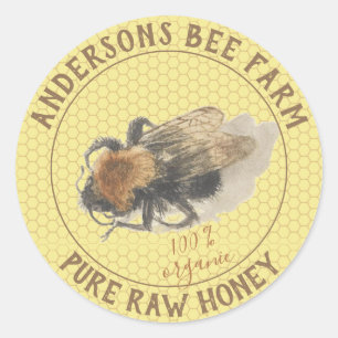 Honey Jar Label Vintage Honeybee & Honeycomb
