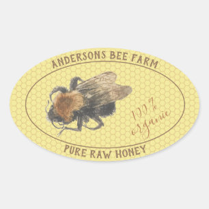 Honey Jar Label Vintage Honeybee & Honeycomb