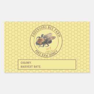 Honey Jar Label |  Vintage Honeybee & Honeycomb