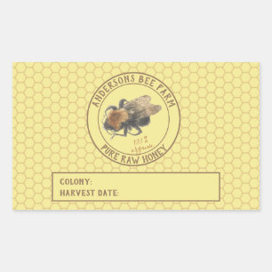 Honey Jar Label Vintage Honeybee & Honeycomb