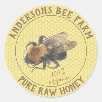 Honey Jar Label |  Vintage Honeybee & Honeycomb