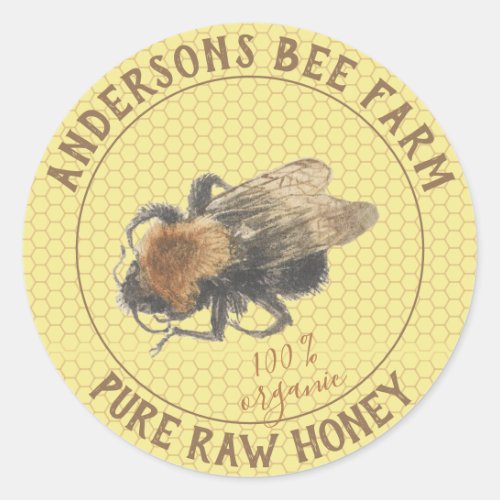 Honey Jar Label   Vintage Honeybee  Honeycomb
