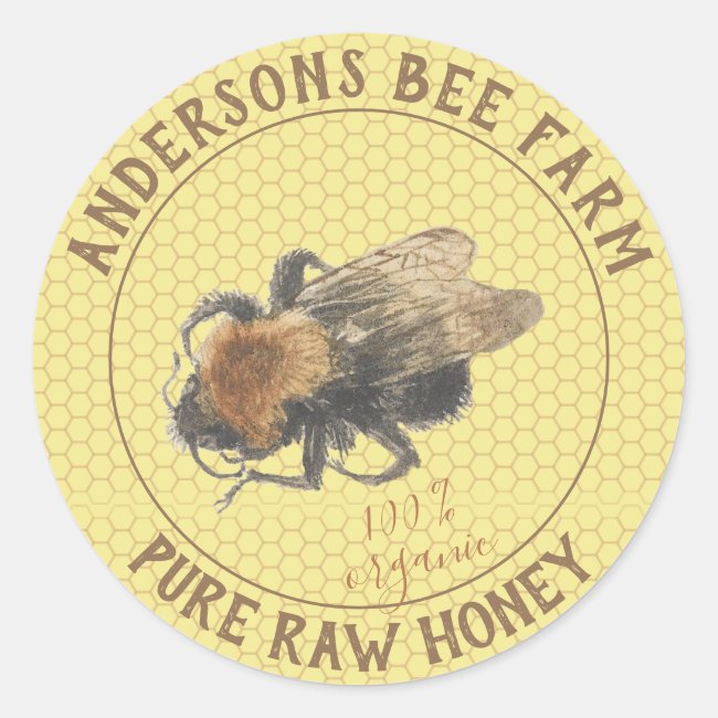 Honey Jar Label | Vintage Honeybee & Honeycomb