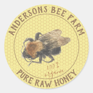Honey Jar Label Vintage Honeybee & Honeycomb