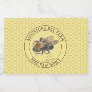 Honey Jar Label Vintage Honeybee & Honeycomb