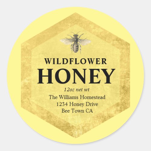 Honey Jar Label  Wildflower Honey  Apiary Name