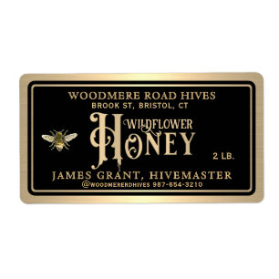 Honey Jar Label with bee and honey drip