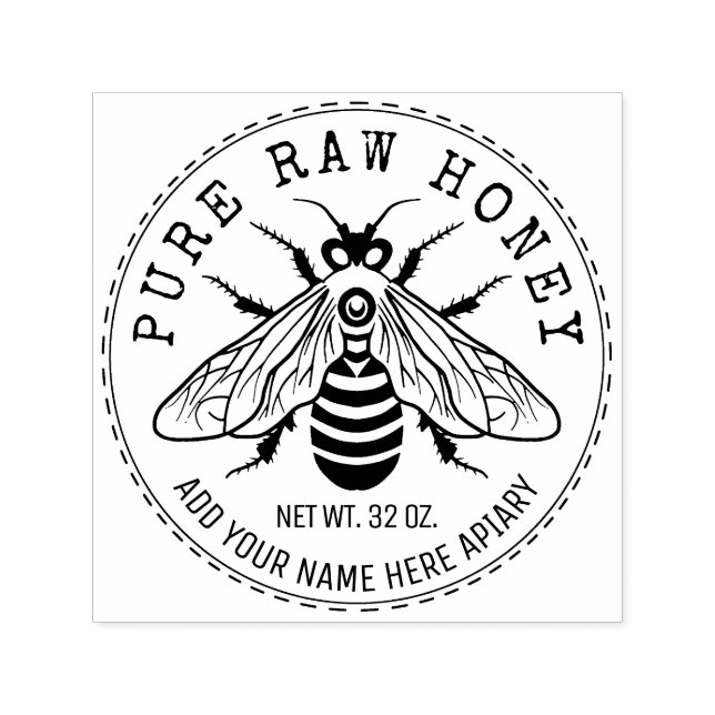 Honey Jar Labeling | Honeybee Honeycomb Bee Apiary Self-inking Stamp (Design)