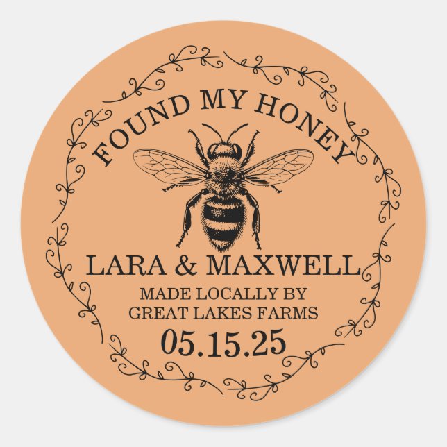 Honey Jar Labels for Wedding Favors (Front)