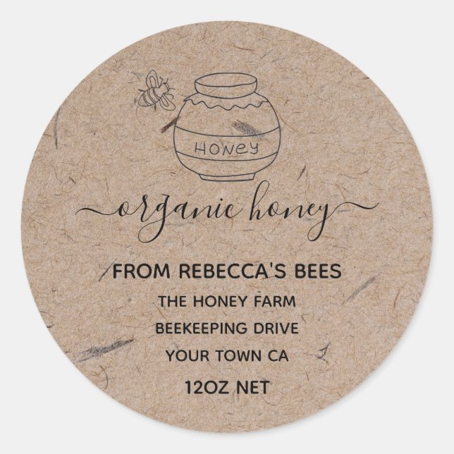 Honey Jar Labels | Honeybee  Bee Apiary (Front)