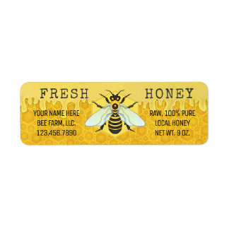 Honey Jar Labels | Honeybee Honeycomb Apiary Bees