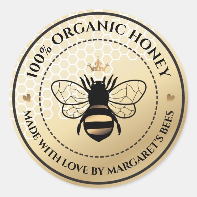 Honey Jar Labels Honeybee Honeycomb Bee Apiary (Front)