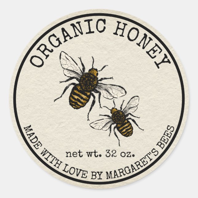Honey Jar Labels Honeybee Honeycomb Bee Apiary (Front)