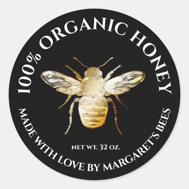Honey Jar Labels Honeybee Honeycomb Bee Apiary (Front)