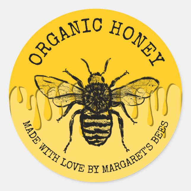 Honey Jar Labels Honeybee Honeycomb Bee Apiary (Front)
