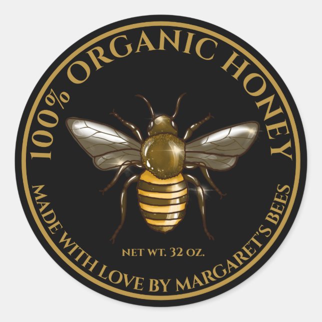 Honey Jar Labels Honeybee Honeycomb Bee Product (Front)
