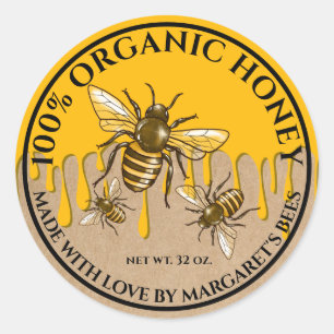 Honey Jar Labels Honeybee Honeycomb Bee Product