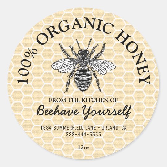 Honey Jar Labels | Honeybee Honeycomb Food